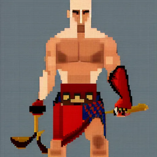 Image similar to pixel art of greek era kratos