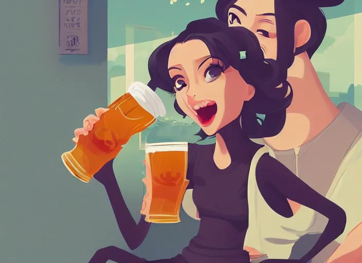 Image similar to cute monkey drinking beer. clean cel shaded vector art. behance hd by lois van baarle, artgerm, helen huang, by makoto shinkai and ilya kuvshinov, rossdraws, illustration, art by ilya kuvshinov