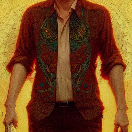 Image similar to Bill Burr wearing a nice shirt, intricate, elegant, highly detailed, digital painting, artstation, concept art, smooth, sharp focus, illustration, art by artgerm and greg rutkowski and alphonse mucha and loish and WLOP