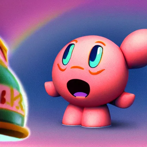 Prompt: kirby with human arms, video game
