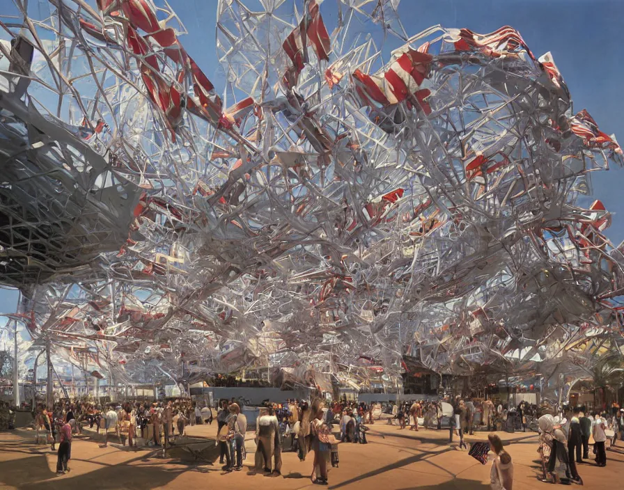 Image similar to the usa pavilion at expo'7 4 in spokane washington. art by alejandro burdisio and federico pelat and greg rutkowski