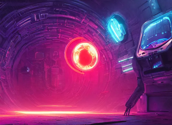 Prompt: a futuristic skull with glowing eyes and a wormhole tunnel, cyberpunk art by marc simonetti, behance contest winner, computer art, darksynth, synthwave, rendered in cinema 4 d