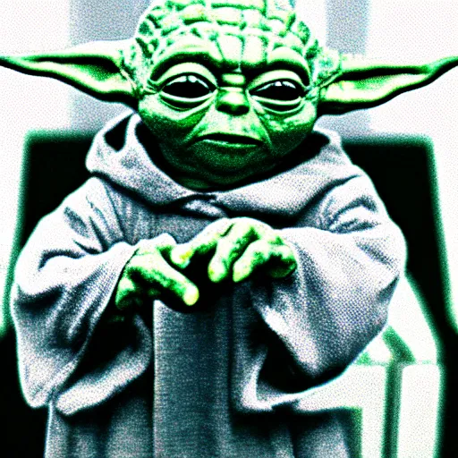 Prompt: yoda eating beans