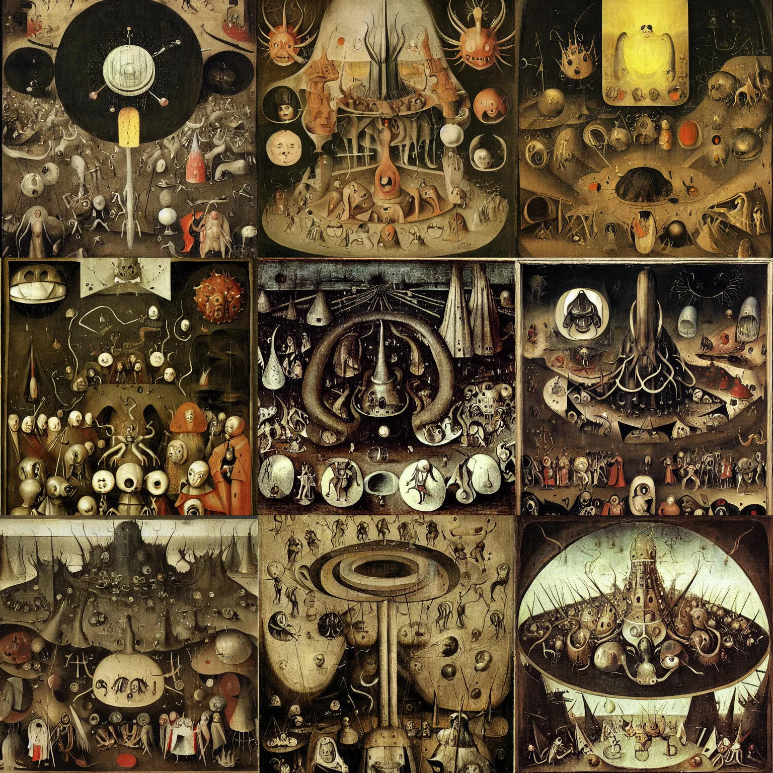 Prompt: the court of azathoth by hieronymus bosch