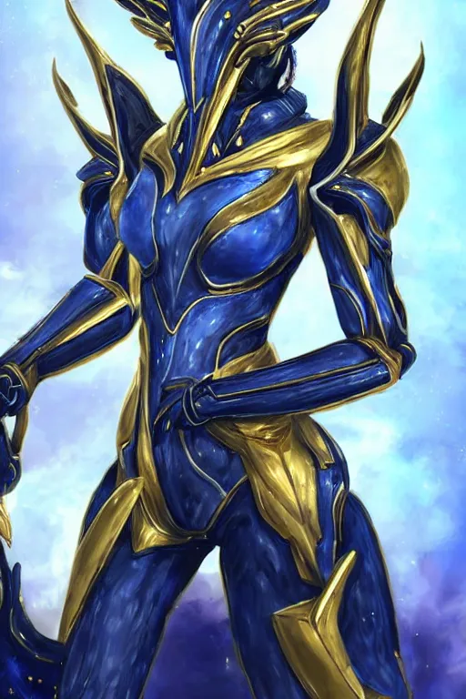 Image similar to intricate high detail elegant beautiful stunning quality cosmic huge goddess giantess hot female warframe anthro mecha female dragon, gold body, sleek metal ears, sleek eyes, smooth blue skin, sleek gold armor, bigger than galaxy, epic proportions, epic scale, epic size, warframe destiny art, furry, dragon art, goddess, giantess, furaffinity, octane