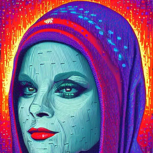 Image similar to the mona liza painted by dan mumford