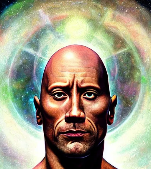 Image similar to A Magical Portrait of Dwayne Johnson as Aleister Crowley the Great Mage of Thelema, art by Tom Bagshaw and Wayne Barlowe and John Jude Palencar