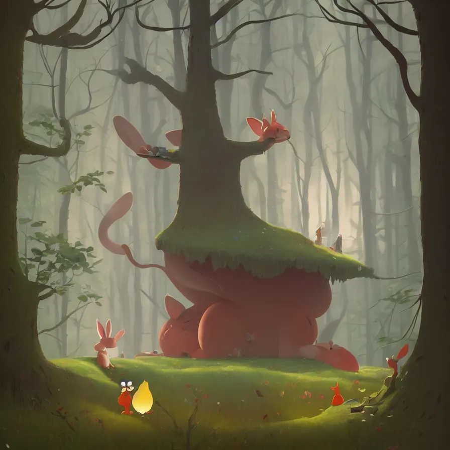 Image similar to Goro Fujita illustrating Image where you can see half forest half rabbit hole, art by Goro Fujita, sharp focus, highly detailed, ArtStation