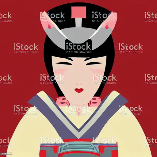 Prompt: vector art of a female samurai warrior