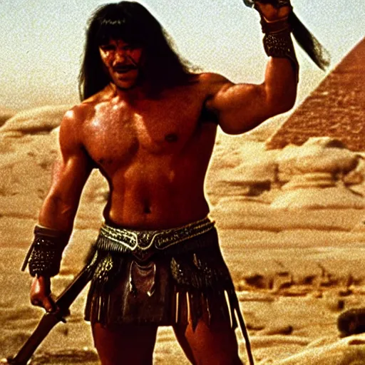 Prompt: conan the barbarian, egyptian landscape