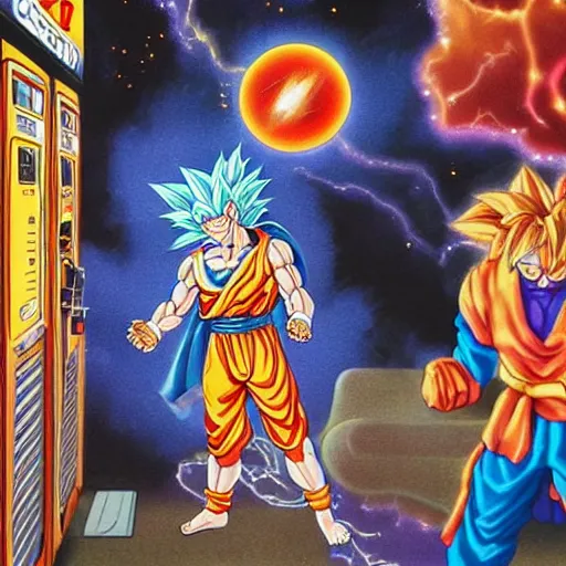 Image similar to candid photo of Cosmic Goku as a sorcerer at the gas station by Annie Leibowitz, photorealisitc, extremely detailed