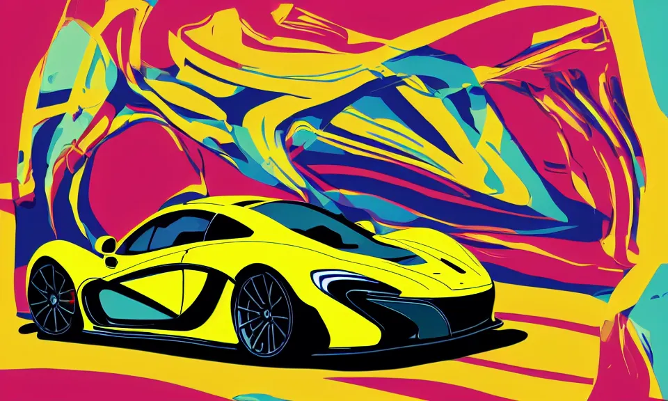 Image similar to pop art illustration of a mclaren p 1, abstract, adobe illustrator