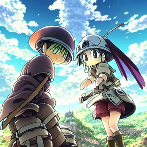 Prompt: Made In Abyss Anime Cover Art