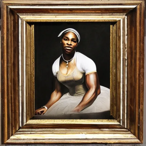 Prompt: serena williams, early american portrait