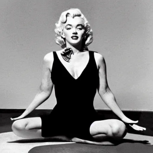 Image similar to Marilyn Monroe doing yoga, trending on instagram