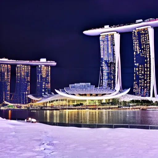 Image similar to a beautiful photograph of Singapore in snow