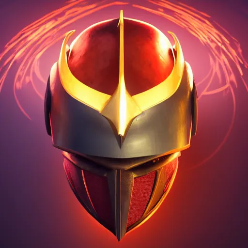 Prompt: game - icon of medieval swords crossed, medieval helmet in the back, red powerful fantasy epic legends, game icon stylized, digital illustration radiating, a glowing aura, global illumination, ray tracing, 8 k high definition, intricate details, octane render, unreal engine, trending on arstation