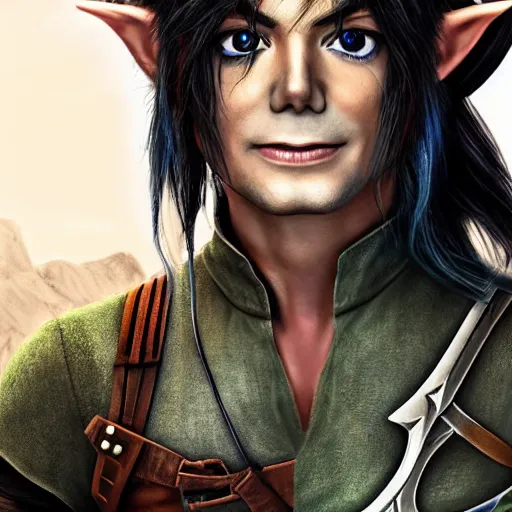 Image similar to 8k hyper realistic HDR portrait photo of Link from Legend Of Zelda with Michael Jackson’s face