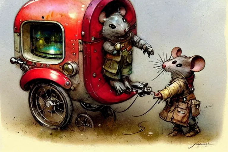 Image similar to adventurer ( ( ( ( ( 1 9 5 0 s retro future robot mouse jukebox wagon house. muted colors. ) ) ) ) ) by jean baptiste monge!!!!!!!!!!!!!!!!!!!!!!!!! chrome red