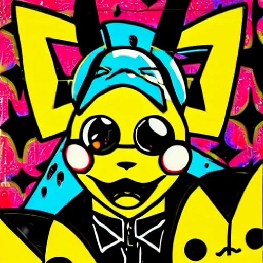 Prompt: Tristan Eaton, Lofi pikachu