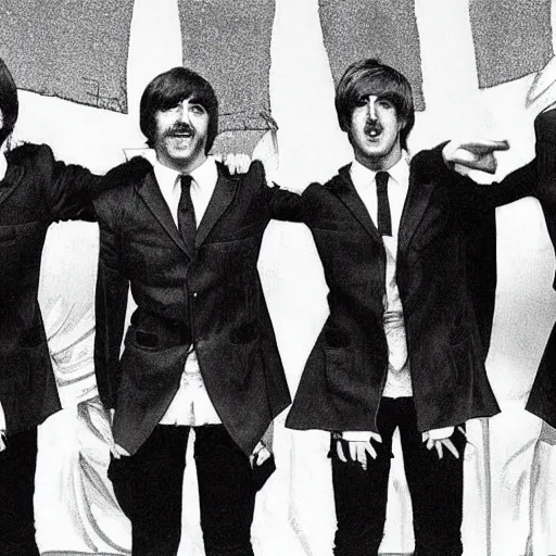 Prompt: the beatles as aliens