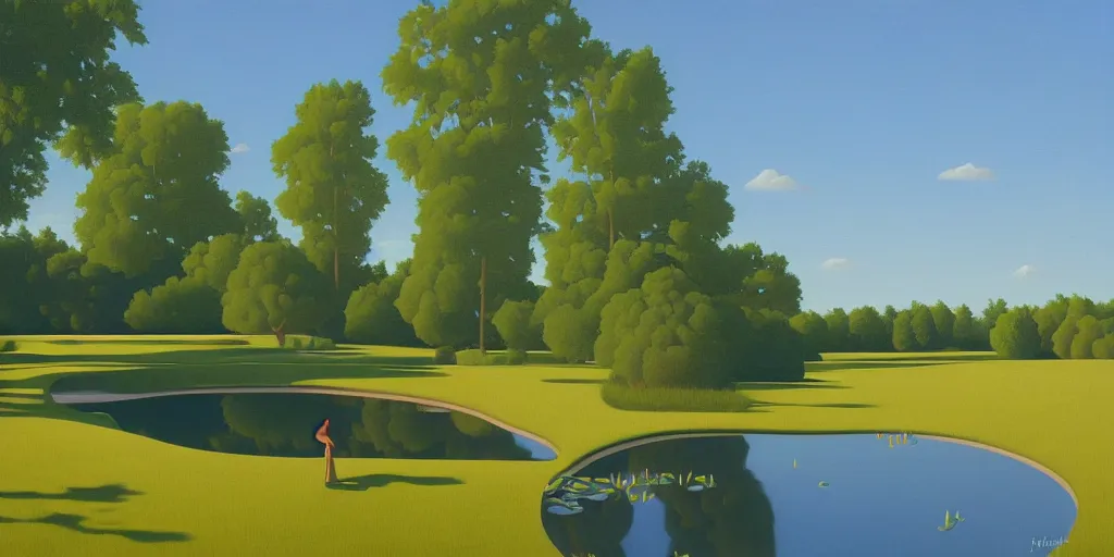 Image similar to the pond, blue sky, summer evening, kenton nelson