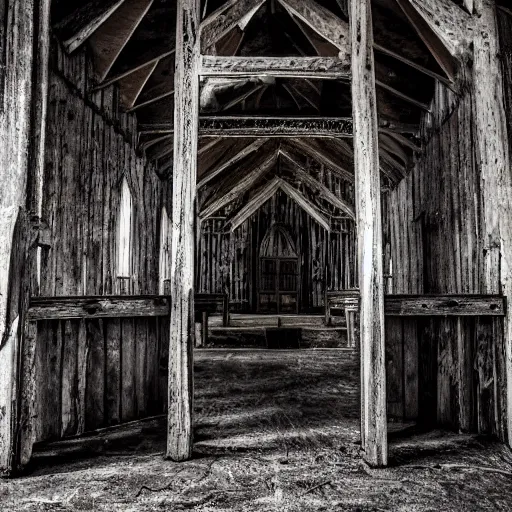 Image similar to cronenbergian creature, southern gothic, inside of an old wooden church in louisiana, dark and intricate photograph