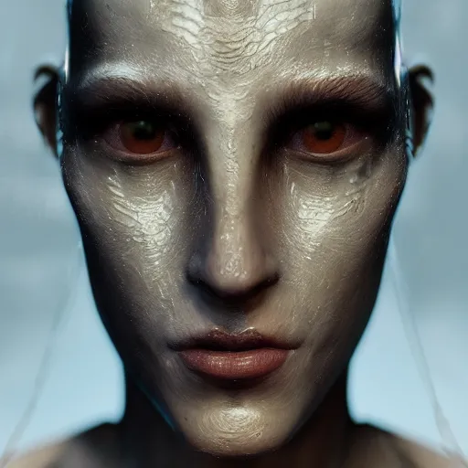 Image similar to Very very very very highly detailed epic photo of beautiful face with porcelain mask, intricate, dystopian, sci-fi, extremely detailed, digital painting, artstation, concept art, smooth, sharp focus, illustration, intimidating lighting, incredible art by Anton Pieck, Octane render in Maya and Houdini VFX