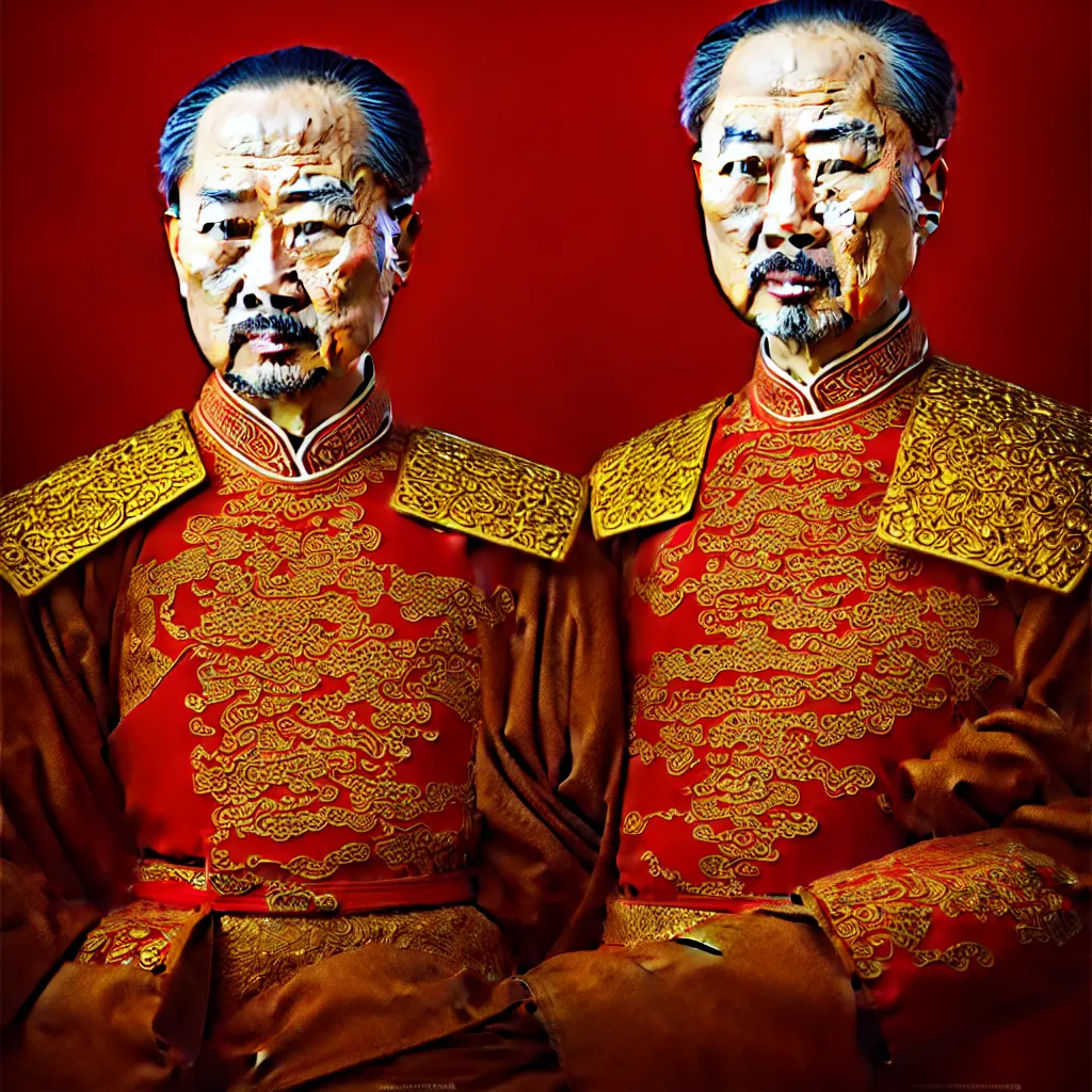 Prompt: a single portrait of chinese emperor ultra realistic, highly detailed, sharp focus, cinematic lighting, mood lighting, realistic, vivid colors, painting, photorealistic, digital art, non blurry, sharp, smooth, illustration