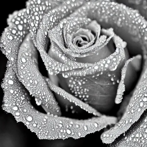 Prompt: dew on a rose, macro, highly detailed, photo