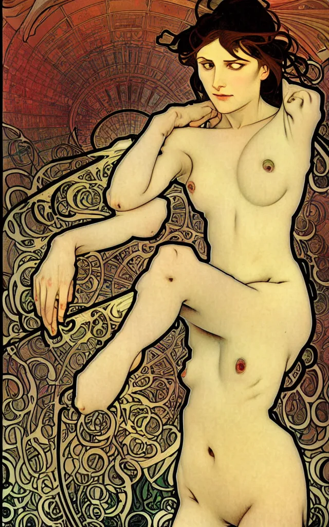 Image similar to pain(t) by tomer hasuka and by alphonse mucha