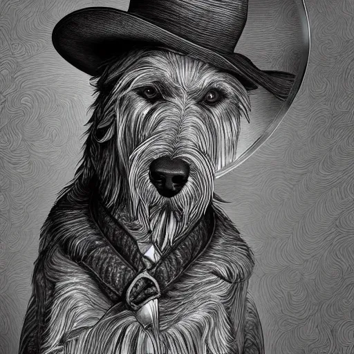 Prompt: humanoid irish wolfhound wearing a fedora and a trenchcoat and holding a magnifying glass, an ultrafine hyperdetailed illustration by kim jung gi, irakli nadar, intricate linework, bright colors, octopath traveler, final fantasy, unreal engine 5 highly rendered, global illumination, radiant light, detailed and intricate environment