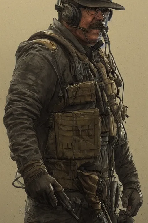 Image similar to Teddy Roosevelt. blackops spy in near future tactical gear, stealth suit, and cyberpunk headset. Blade Runner 2049. concept art by James Gurney and Mœbius.