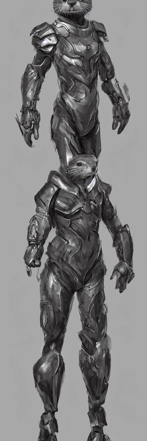 Prompt: anthropomorph otter wearing futuristic skin tight armor, artstation, realistic