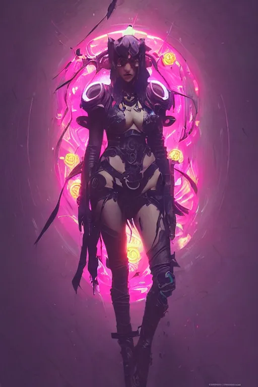 Prompt: morgana from league of legends, cyberpunk futuristic neon. decorated with traditional japanese ornaments by ismail inceoglu dragan bibin hans thoma greg rutkowski alexandros pyromallis nekro rene maritte illustrated, perfect face, fine details, realistic shaded, fine - face, pretty face, masterpiece