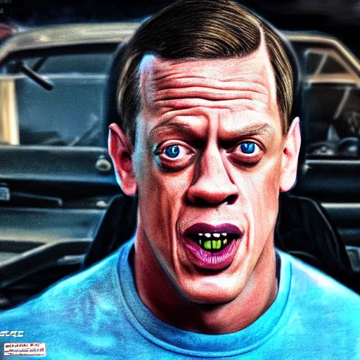 Image similar to the lovechild of john cena and steve buscemi, realistic, hyperrealistic, 8 k resolution, hd quality, very detailed, highly detailed, intricate details, real life, real world, trending on artstation, 7 0 s photo