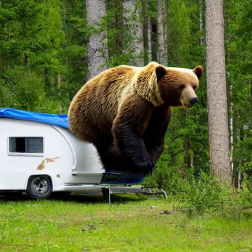 Image similar to a bear chasing a camper in the forest