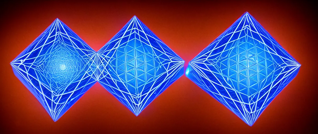 Image similar to hyperrealistic highly detailed sacred geometry impossible object in motion dramatic blue lighting wide angle hd 8k sharp shallow depth of field