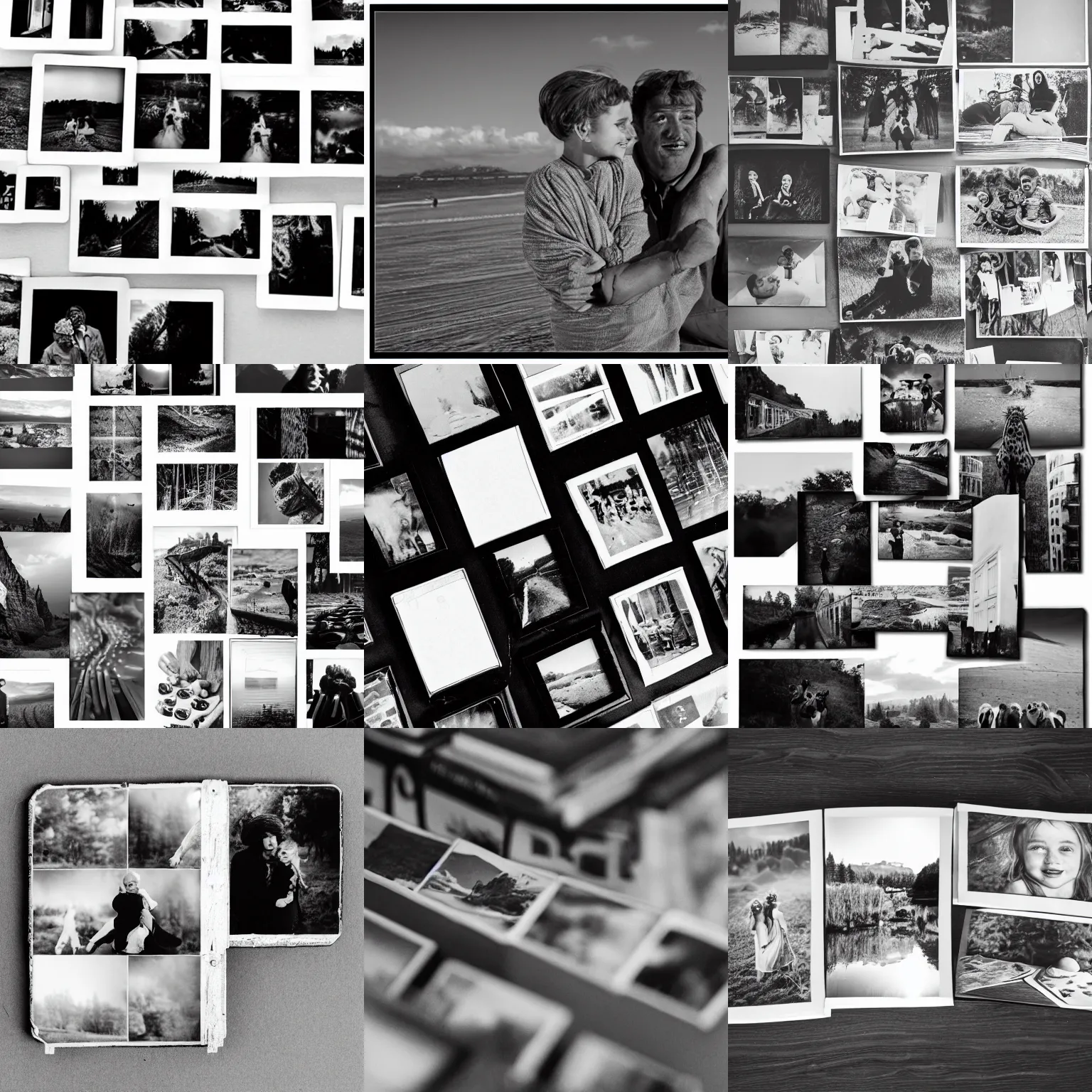 Prompt: black & white photo negatives