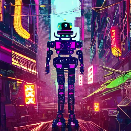 Image similar to a robot uprising rebellion in a cyberpunk city, futuristic, neon, intricate details