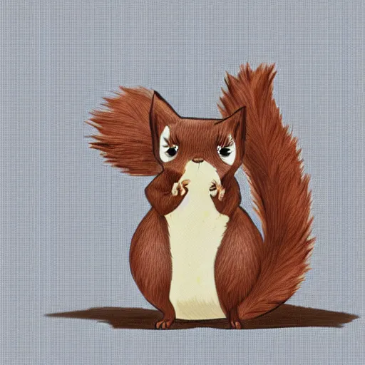 Image similar to a cute squirrel whit fluffy fur drawn concept art