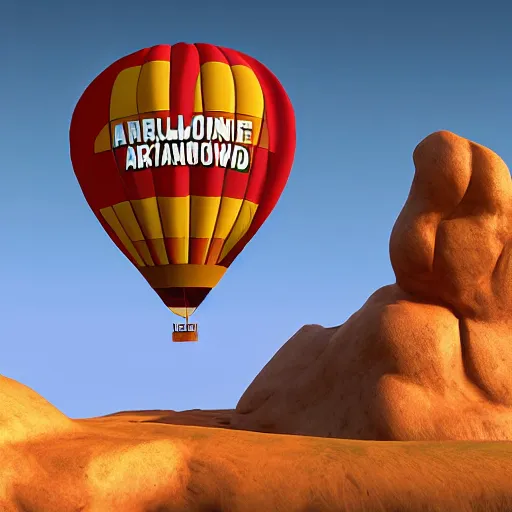 Image similar to A hot air balloon with the face of Arnold Schwarzenegger, 8k ultra realistic, award winning, unreal engine 5, masterpiece