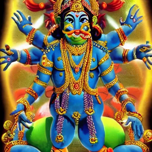 Prompt: hindu god with many arms, supermario fusion