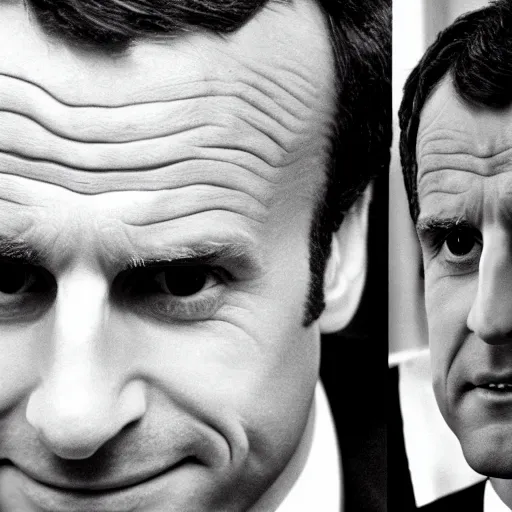 Image similar to extremely detailed face of Emmanuel Macron in American Psycho (1999)