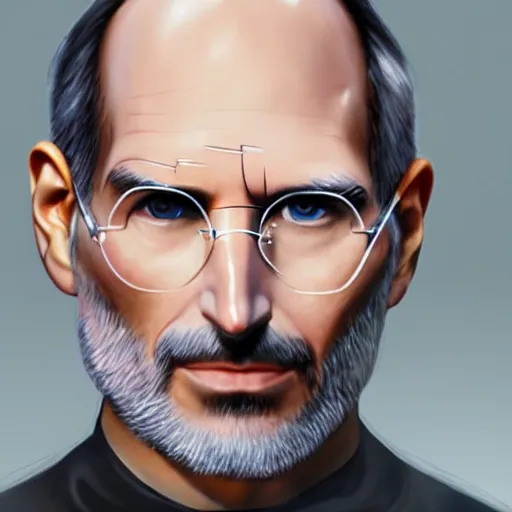 Image similar to concept art of steve jobs being merging with biological hacking by giger and jama jurabaev, still film, cinematic shot, brush hard, artstation, for aaa game, high quality, brush stroke