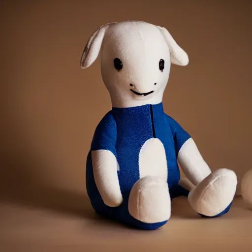 Prompt: A homemade plushie, representing Ed Harris, studio lighting, F 1.4 Kodak Portra