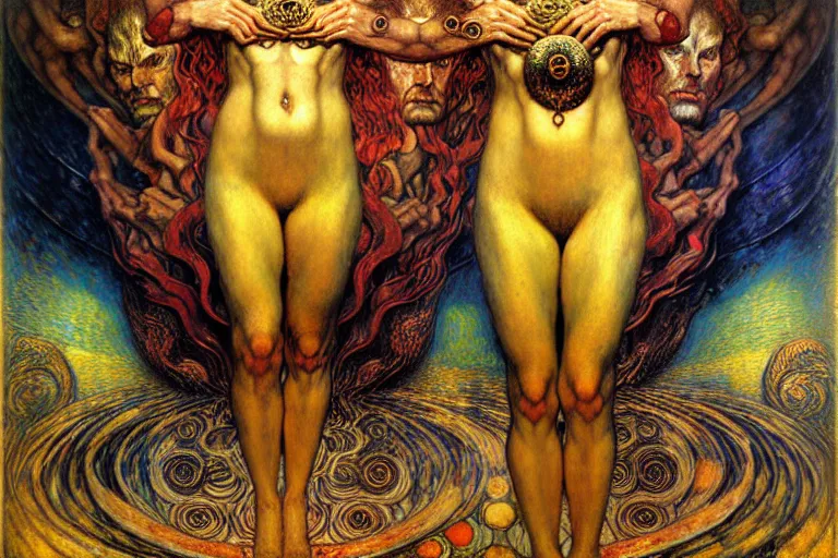 Image similar to Divine Chaos Engine by Karol Bak, Jean Delville, William Blake, Gustav Klimt, and Vincent Van Gogh, symbolist, visionary