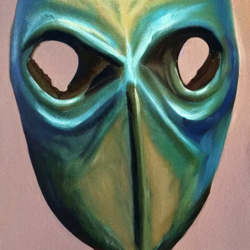 Prompt: oil painting of an old creepy mask