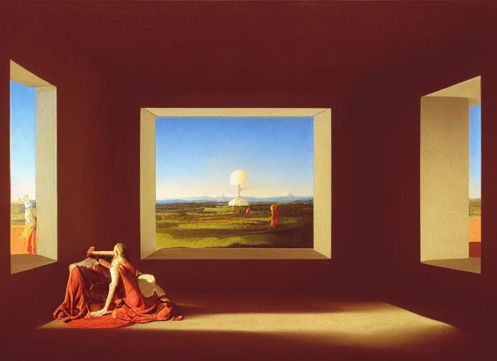 Prompt: painting of a james turrell installation by thomas cole