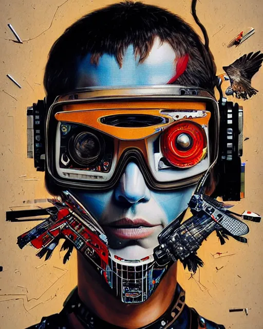 Image similar to a portrait of an anthropomorphic cyberpunk falcon shredding an electric guitar by sandra chevrier, by jon foster, detailed render, tape deck, epic composition, cybernetics, 4 k realistic, cryengine, realistic shaded lighting, sharp focus, masterpiece, by enki bilal